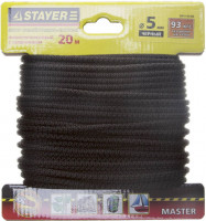 Шнур STAYER «Master» хозяйственно-бытовой, полипропиленовый, вязанный, с сердечником, черный, d 5, 20м