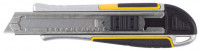 Нож STAYER «Profi» обрезиненная рукоятка Super Grip,метал. корпус,автостоп,допфиксатор,кассета на 6 лезвий,18 мм