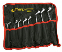 Набор STAYER Ключи «Мастер» накидные изогнутые, Cr-V, 7-22мм, 8 предметов