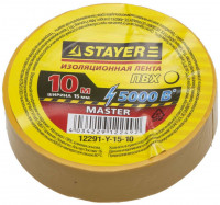 Изолента STAYER «Master» желтая, ПВХ, 5000 В, 15мм х 10м