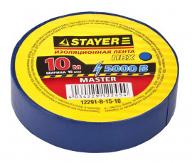 Изолента STAYER «Master» синяя, ПВХ, 5000 В, 15мм х 10м - Изолента STAYER «Master» синяя, ПВХ, 5000 В, 15мм х 10м