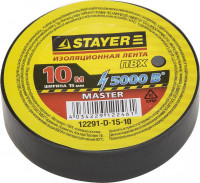 Изолента STAYER «Master» черная, ПВХ, 5000 В, 15мм х 10м