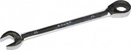 Ключ ЗУБР ««Профи»» гаечный комбинированный трещоточный, Cr-V сталь, хромированный, 22мм - Ключ ЗУБР ««Профи»» гаечный комбинированный трещоточный, Cr-V сталь, хромированный, 22мм