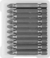 Биты ЗУБР «Мастер» кованые, хромомолибденовая сталь, тип хвостовика E 1/4", PZ2, 50мм, 10шт