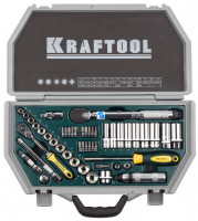Набор торцовых головок KRAFTOOL «Industrie Qualitat» (3/8") универсальный, Cr-V, пластиковый кейс, 49 предметов