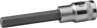 Торцовая бита-головка KRAFTOOL «Industrie Qualitat», удлиненная, материал S2, HEX, сатинированная, 1/2", H10